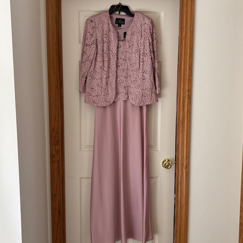 Alex Evenings Blush Lace Dress Set
